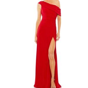 Mac Duggal Red One-Shoulder Maxi Dress
